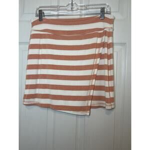 Athleta Striped Skirt Size M Orange White Stretch Casual Activewear